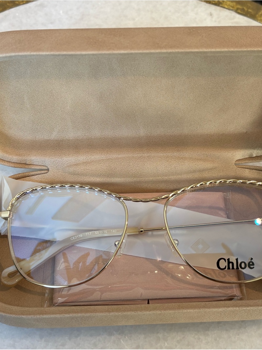 Chloé Gold Half Rim Frame Sunglasses